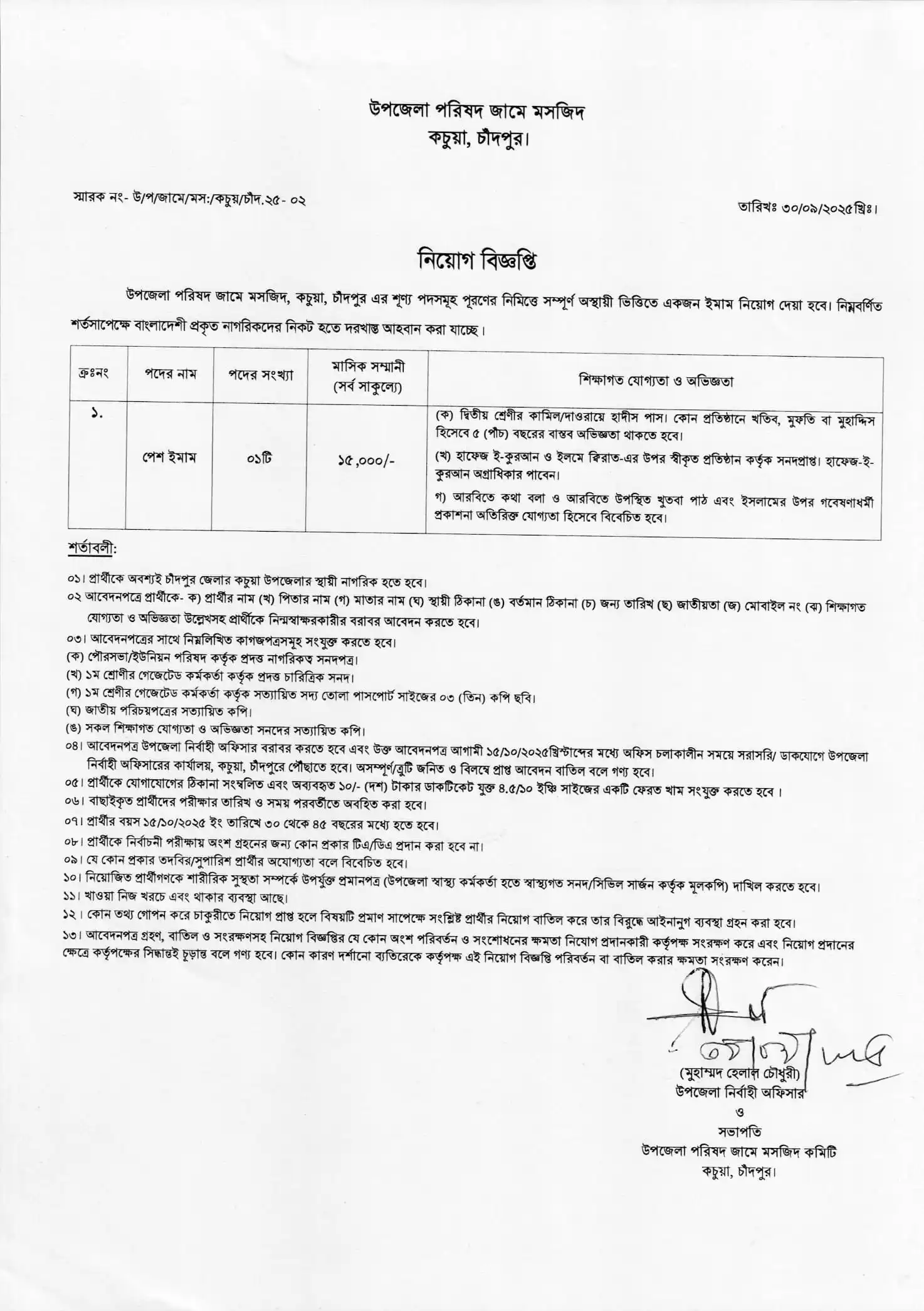 Moholladar Job Opportunity 2025