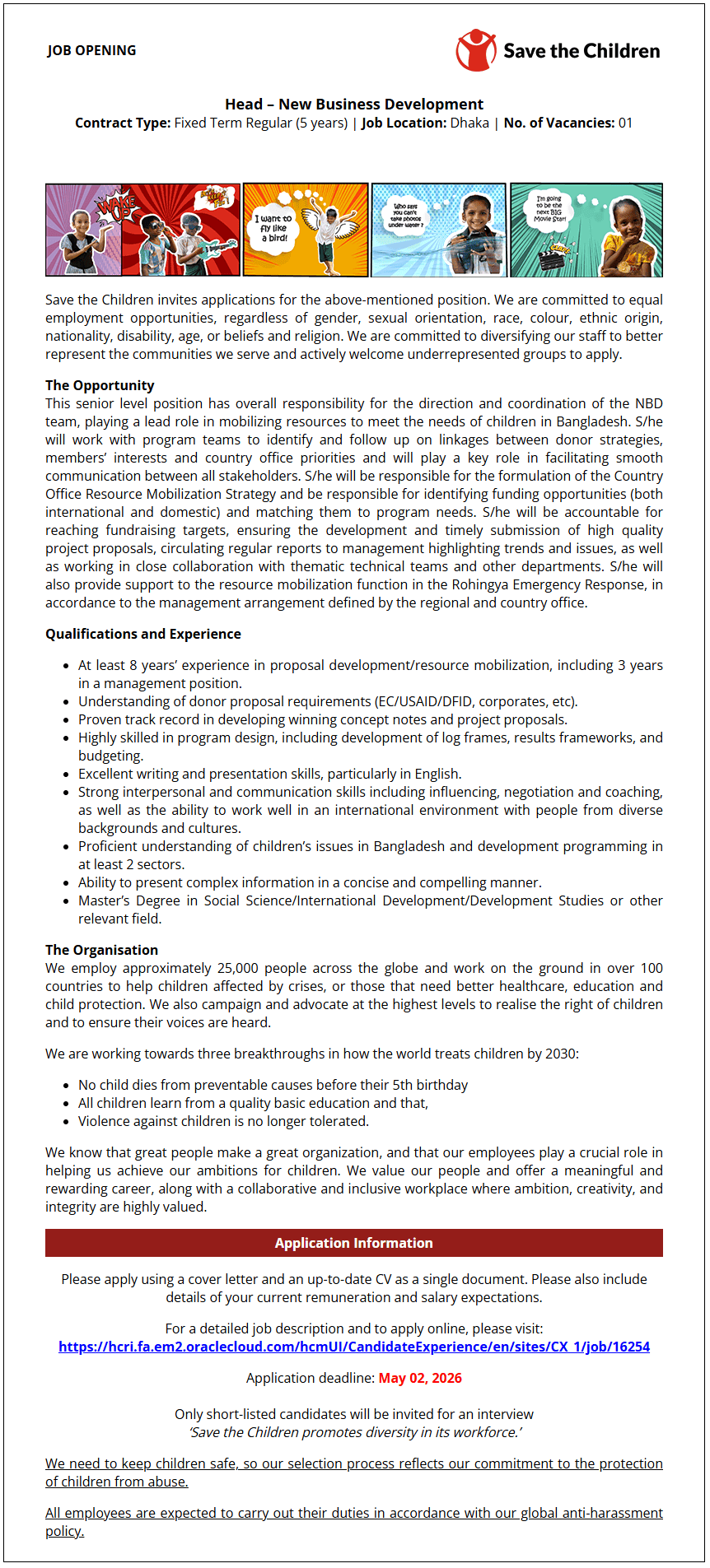 Save the Children Job Opportunities 2026