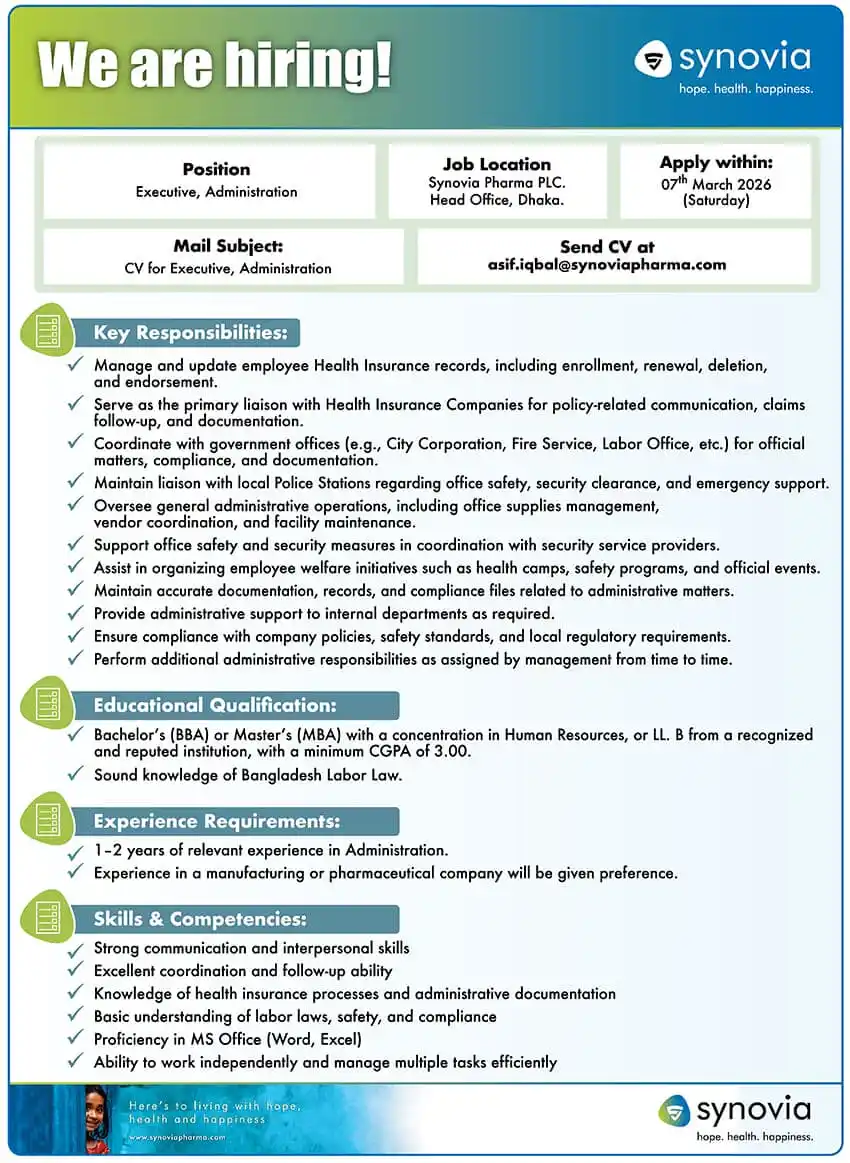 Synovia Pharma Job Opportunities 2026