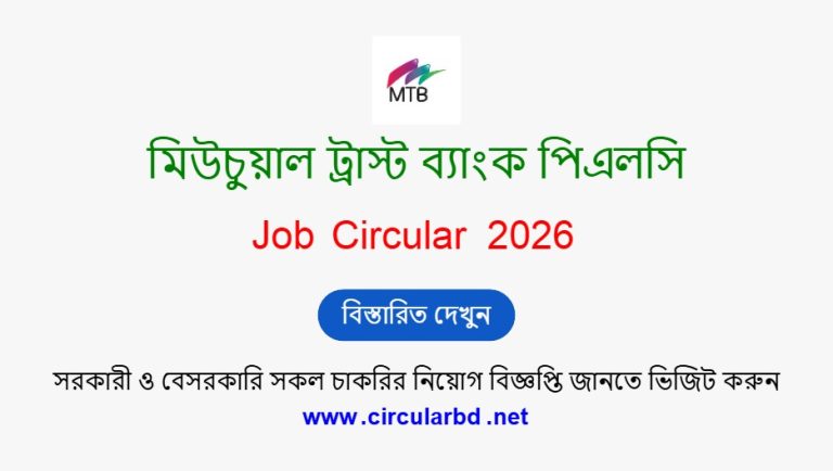 Mutual Trust Bank PLC Job Opportunities 2026