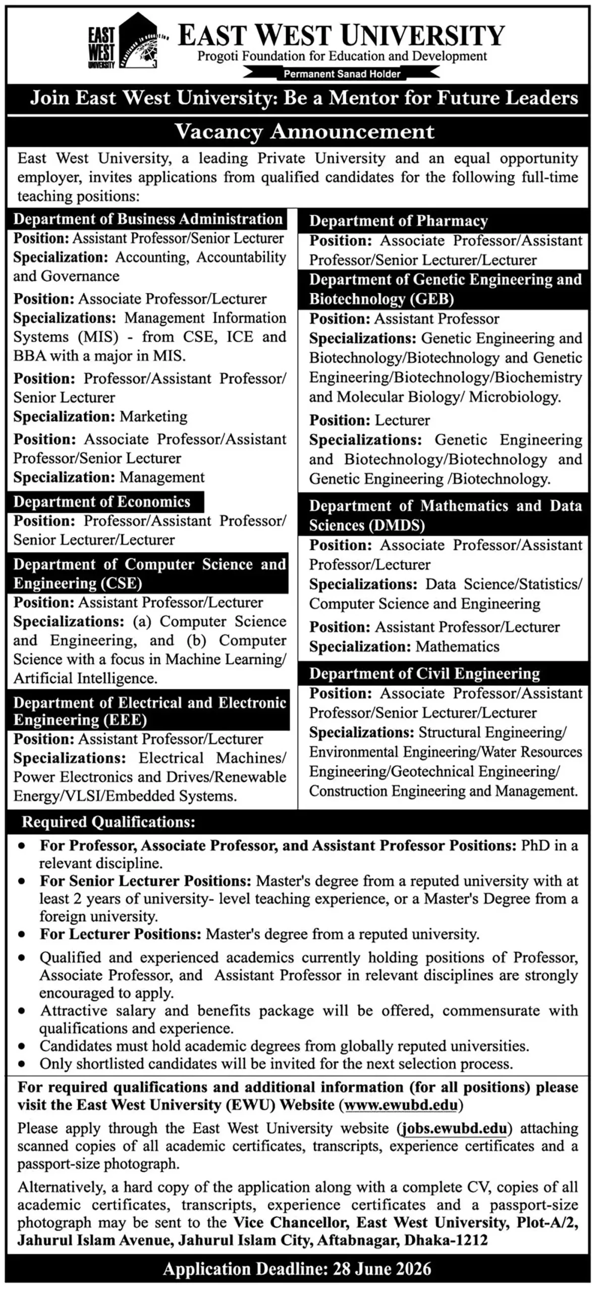 EWU Job Opportunities 2026