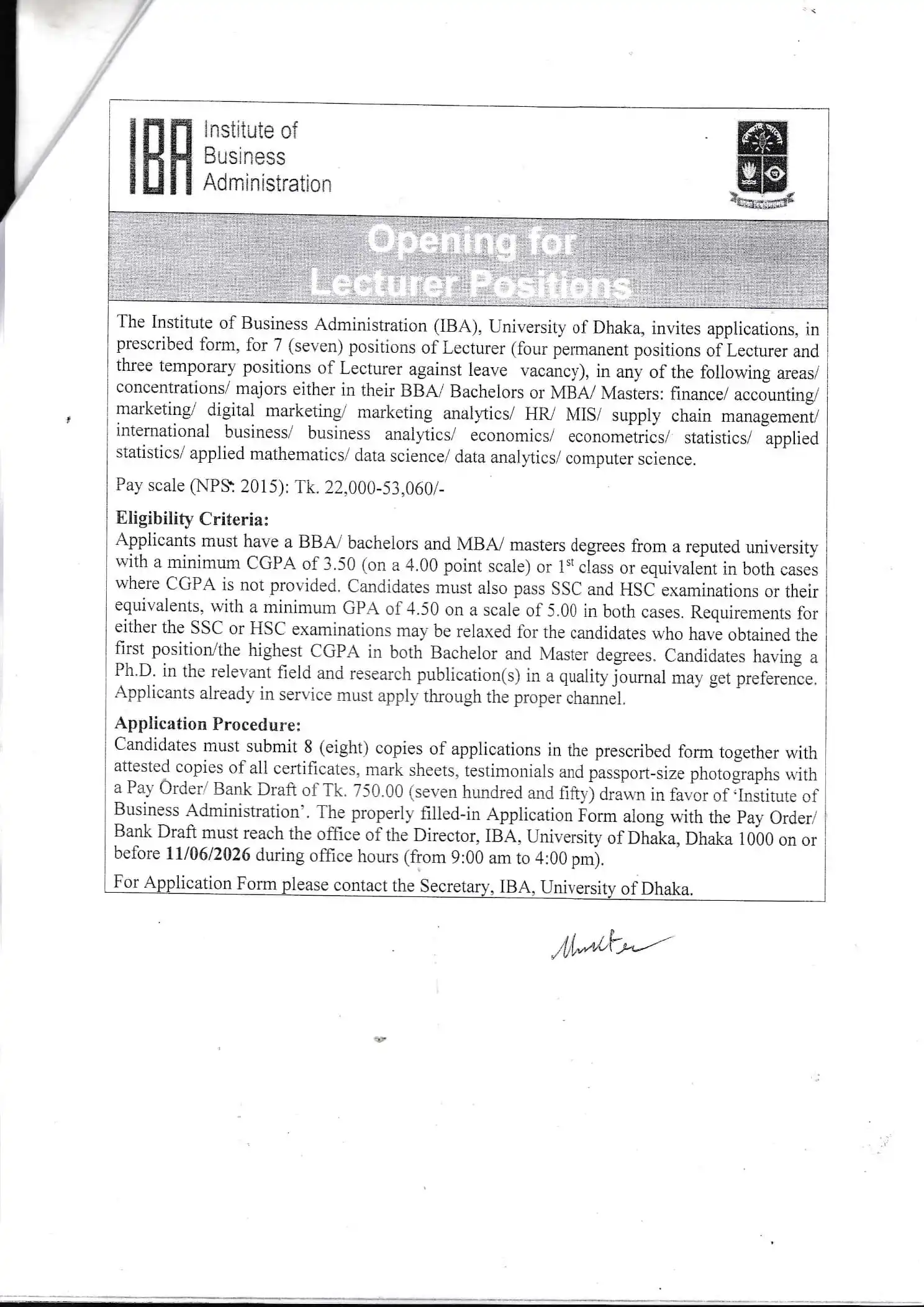 DU Job Opportunities 2026