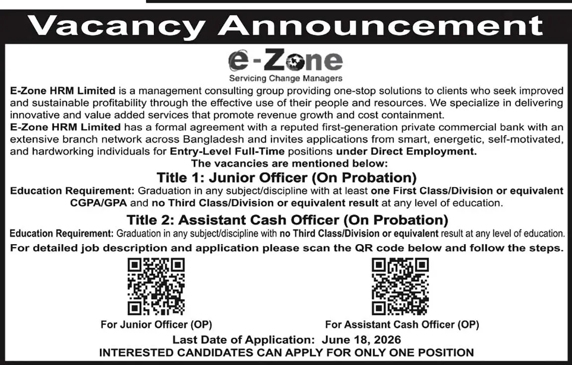  E Zone HRM Job Opportunities 2026