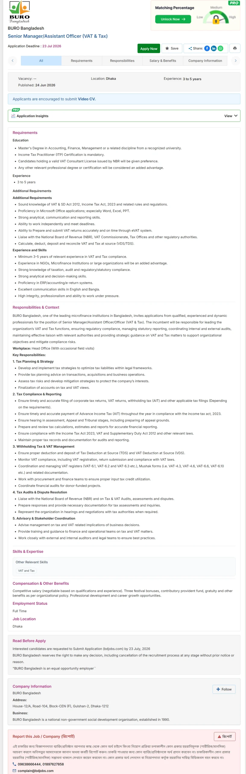 BURO Bangladesh Job Opportunities 2026