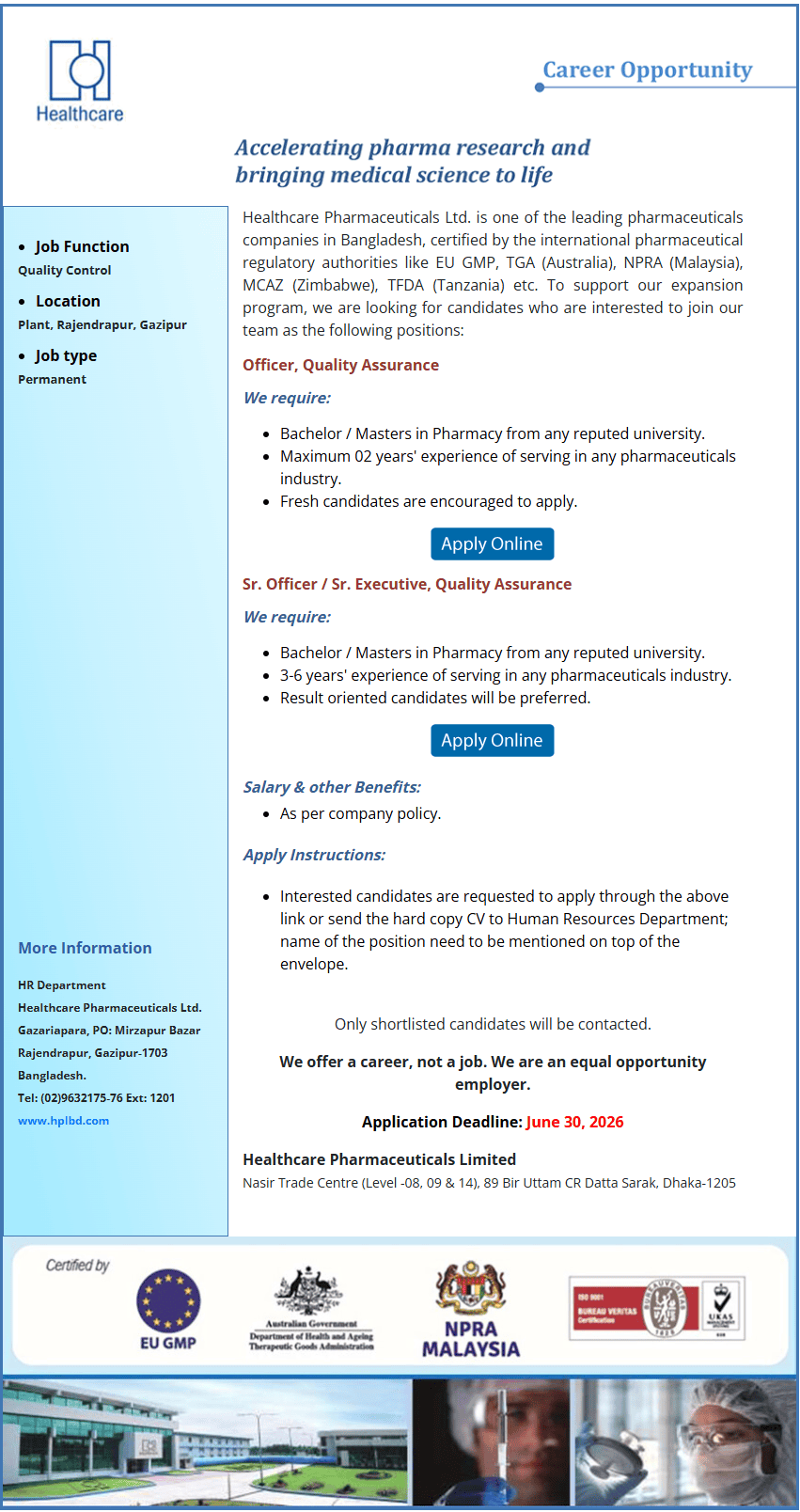 Healthcare Pharmaceuticals Job Opportunities 2026