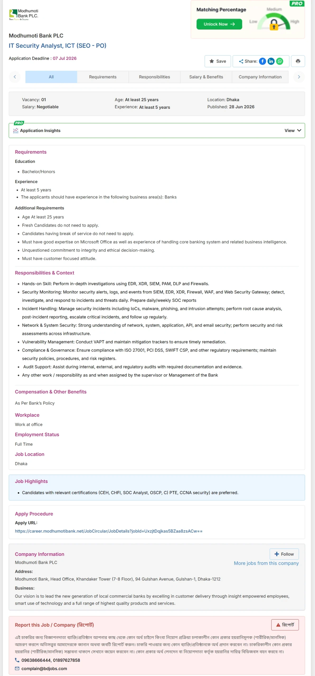 Modhumoti Bank PLC Job Opportunities 2026