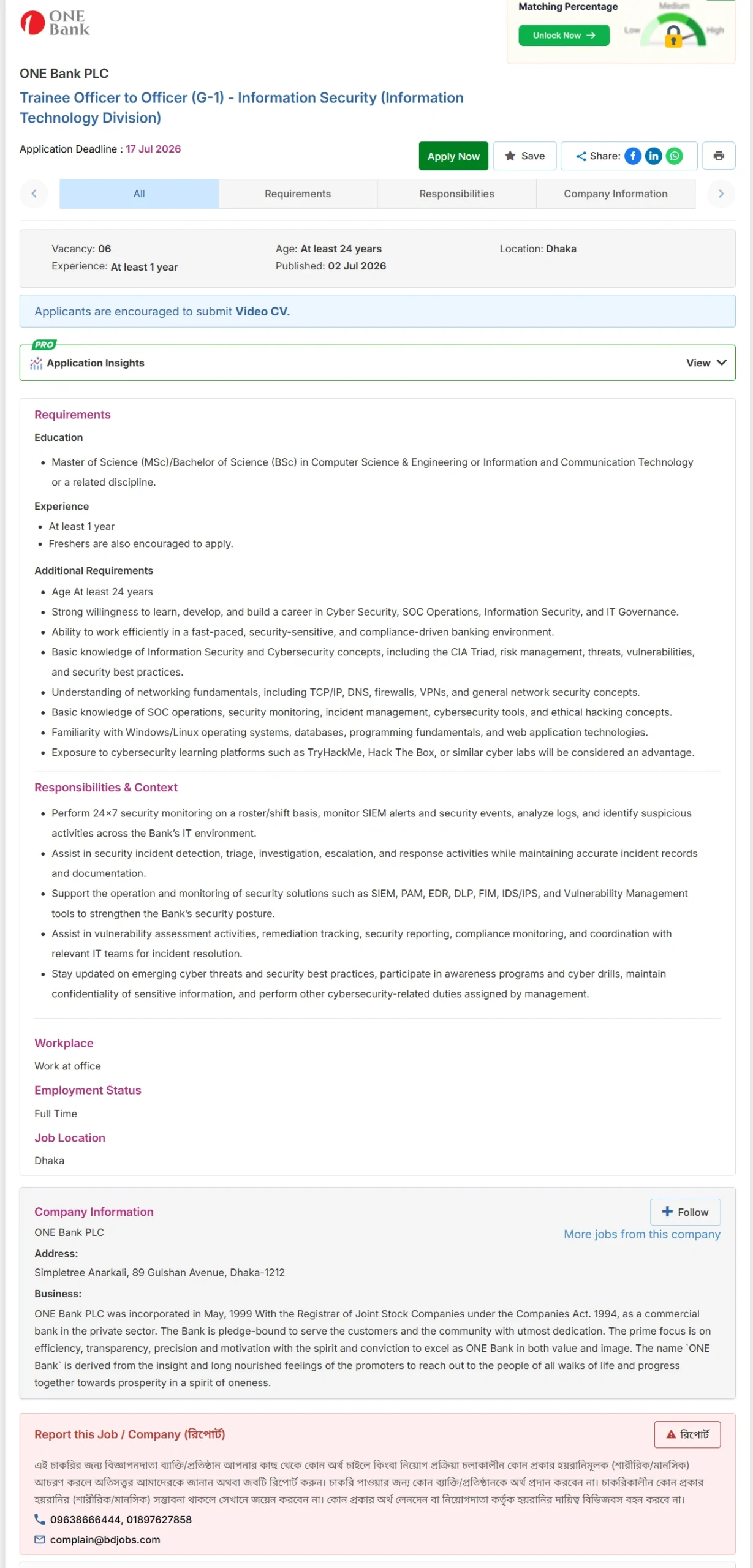 ONE Bank PLC Job Opportunities 2026 