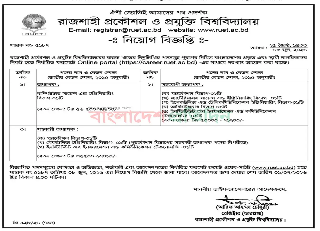 RUET Job Opportunities 2026