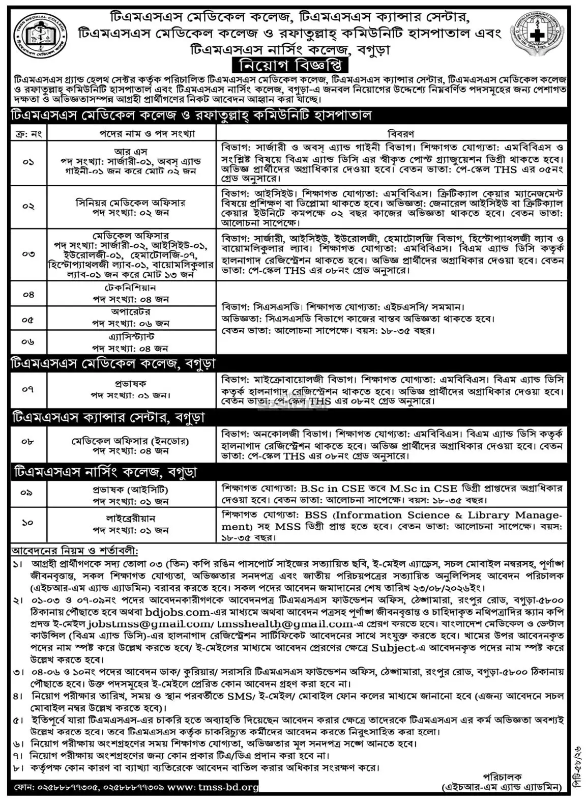 TMSS Job Opportunities 2026