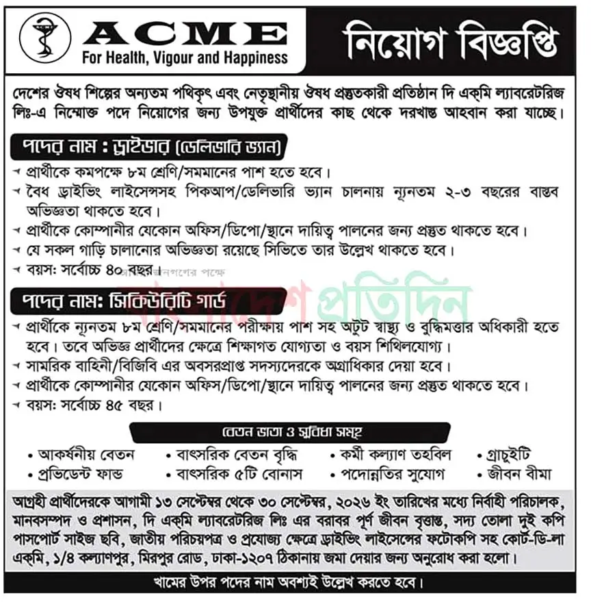ACME Laboratories Job Opportunities 2026