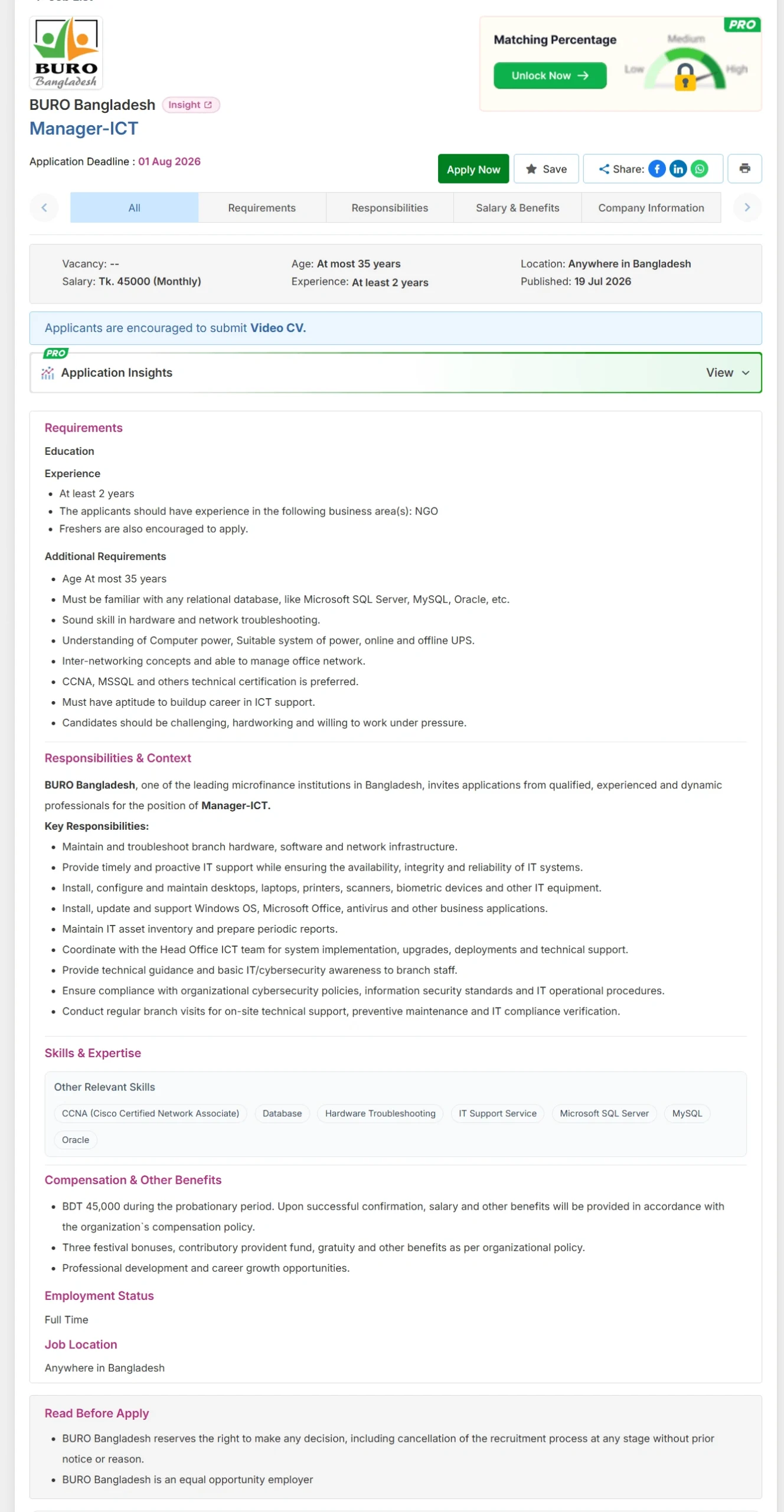  BURO Bangladesh Job Opportunities 2026