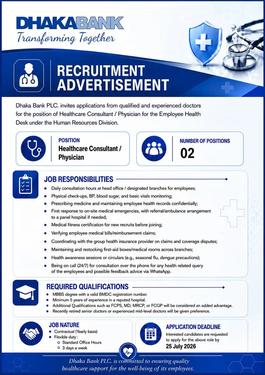 Dhaka Bank PLC Job Opportunities 2026