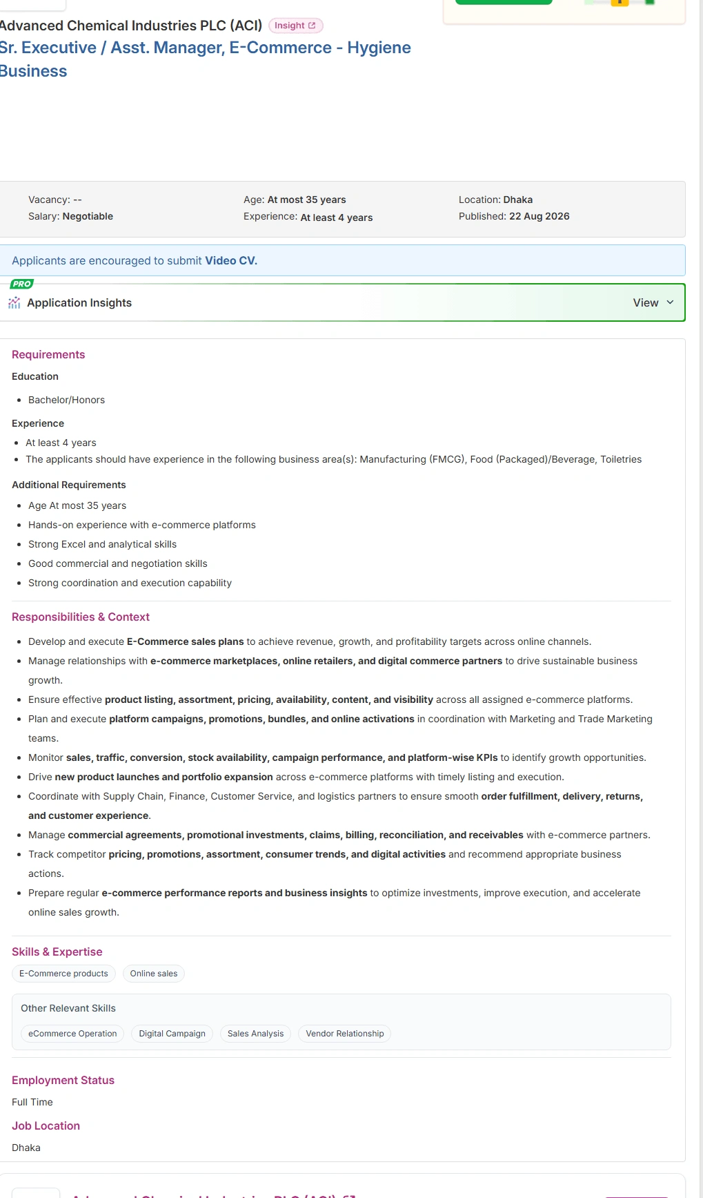 ACI PLC Job Opportunities 2026