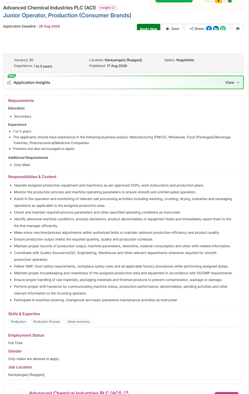 ACI PLC Job Opportunities 2026