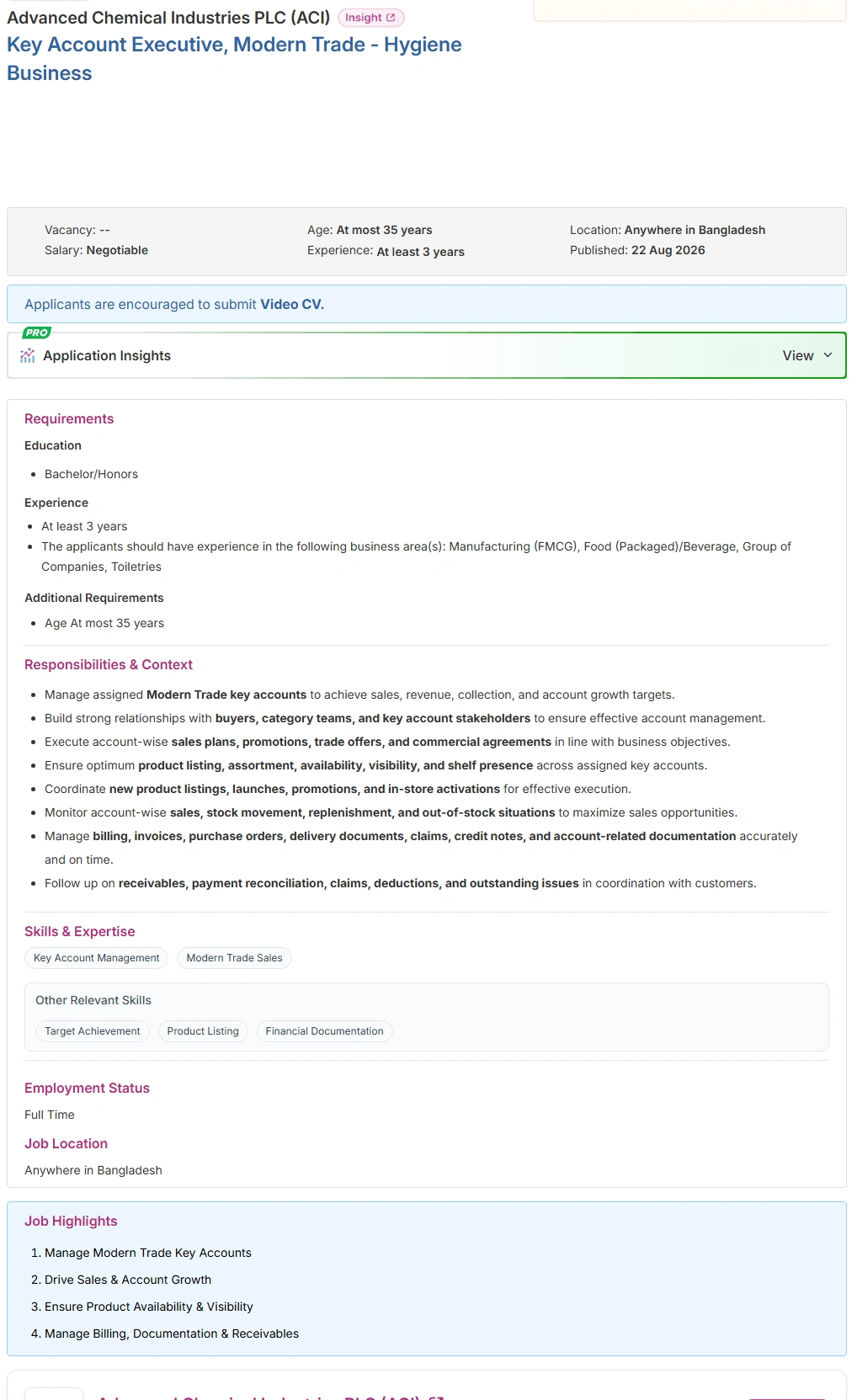 ACI PLC Job Opportunities 2026