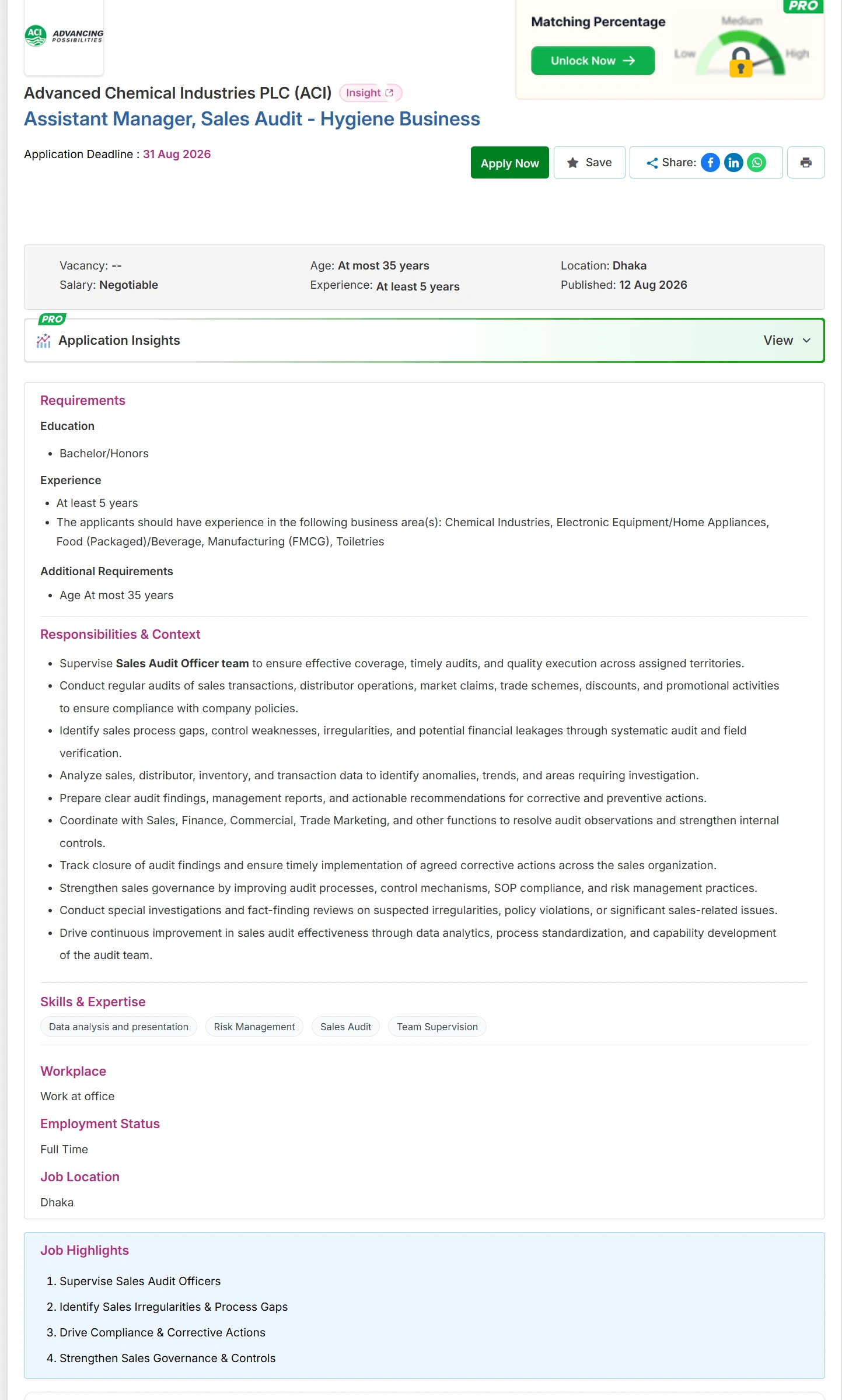ACI PLC Job Opportunities 2026