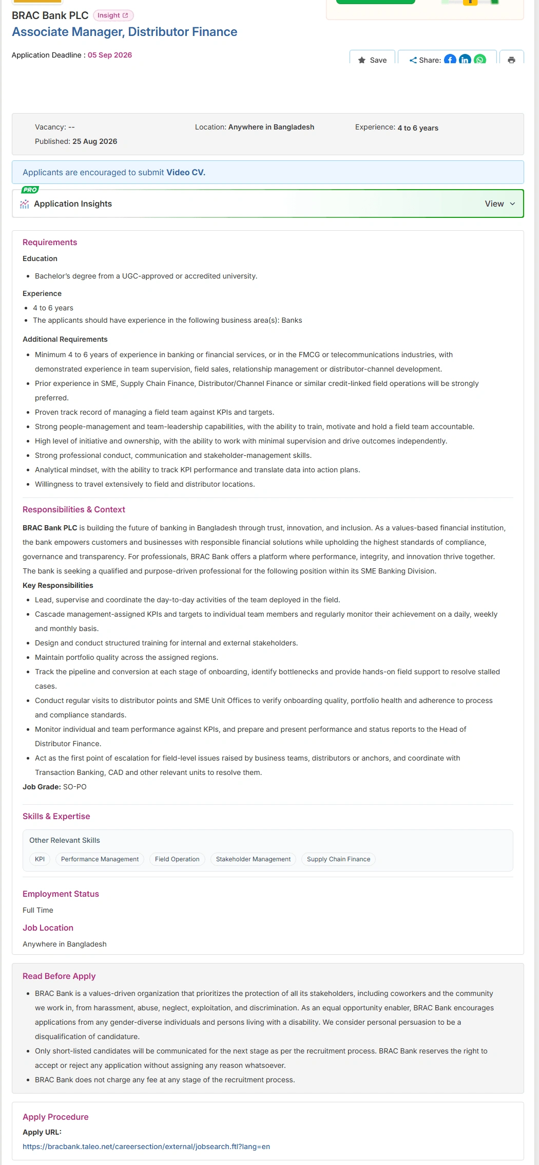 BRAC Bank PLC Job Opportunities 2026