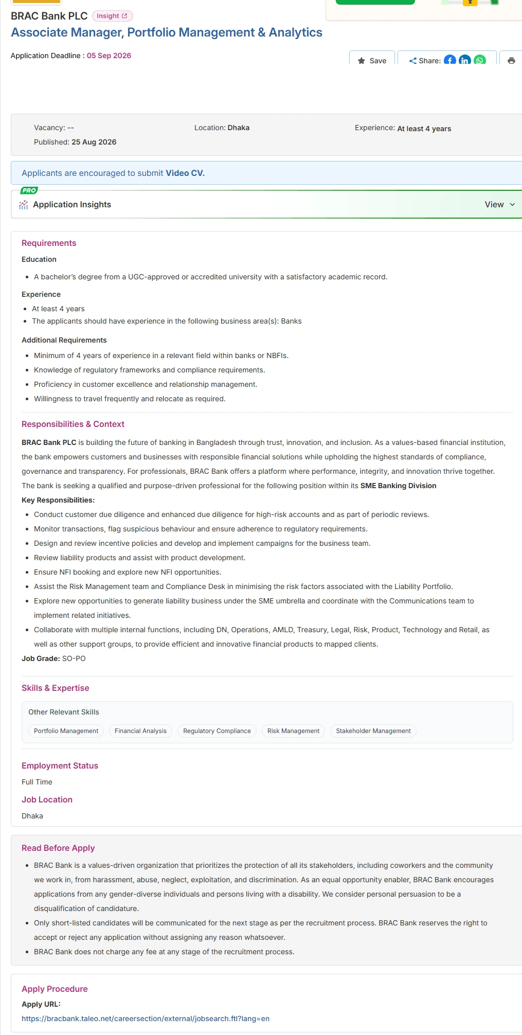 BRAC Bank PLC Job Opportunities 2026