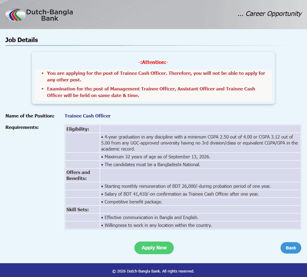 DBBL Job Opportunities 2026