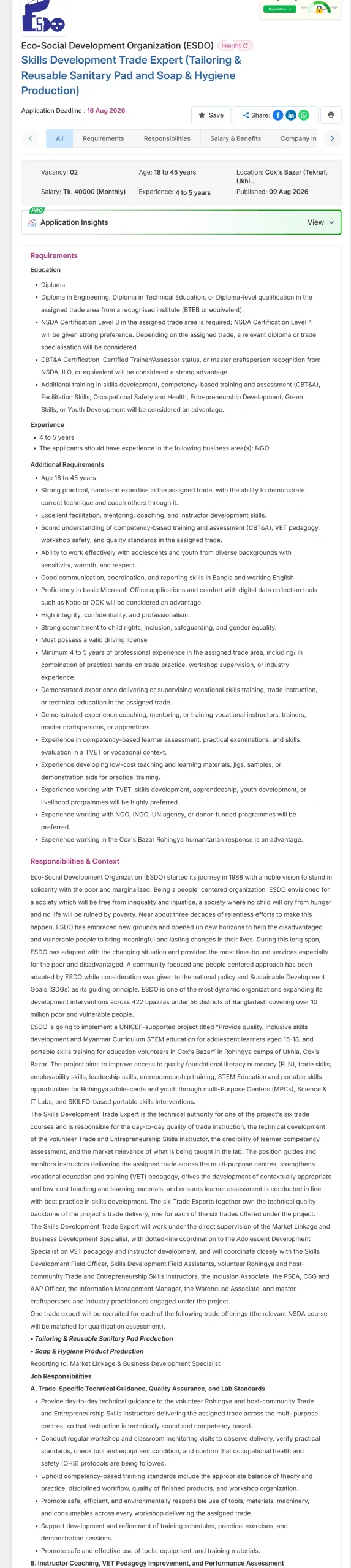  ESDO Job Opportunities 2026