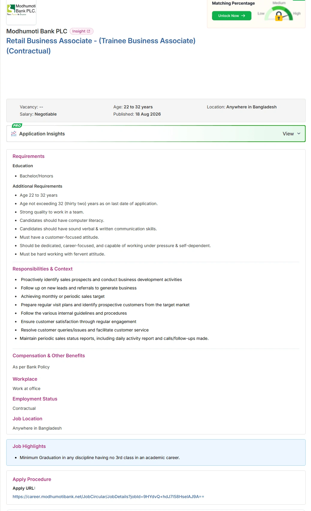 Modhumoti Bank PLC Job Opportunities 2026