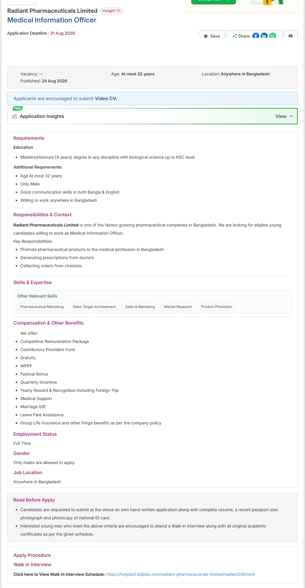 Radiant Pharmaceuticals PLC Job Opportunities 2026