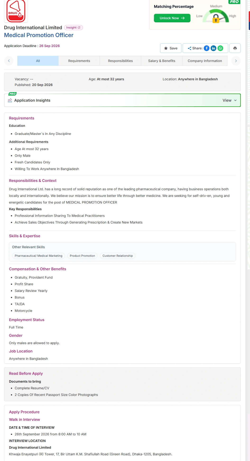Drug International Limited Job Opportunities 2026