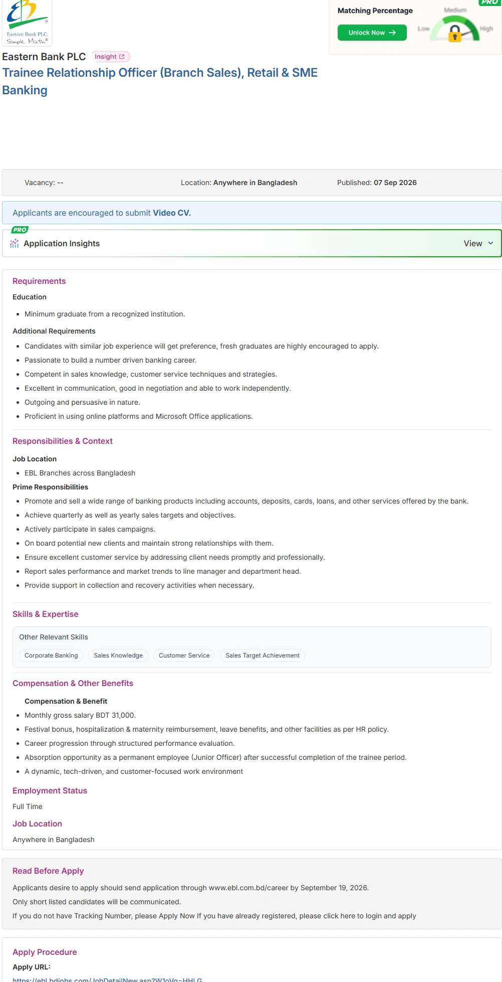 Eastern Bank PLC Job Opportunities 2026
