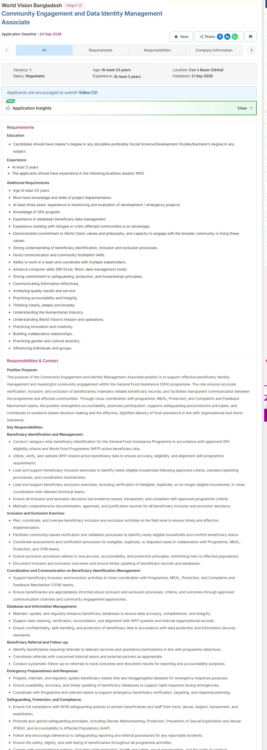 World Vision Bangladesh Job Opportunities 2026