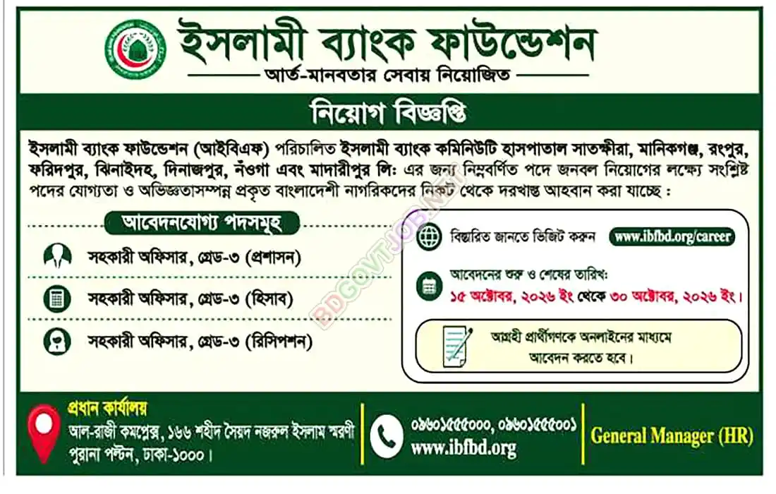 Islami Bank Foundation Job Opportunities 2026